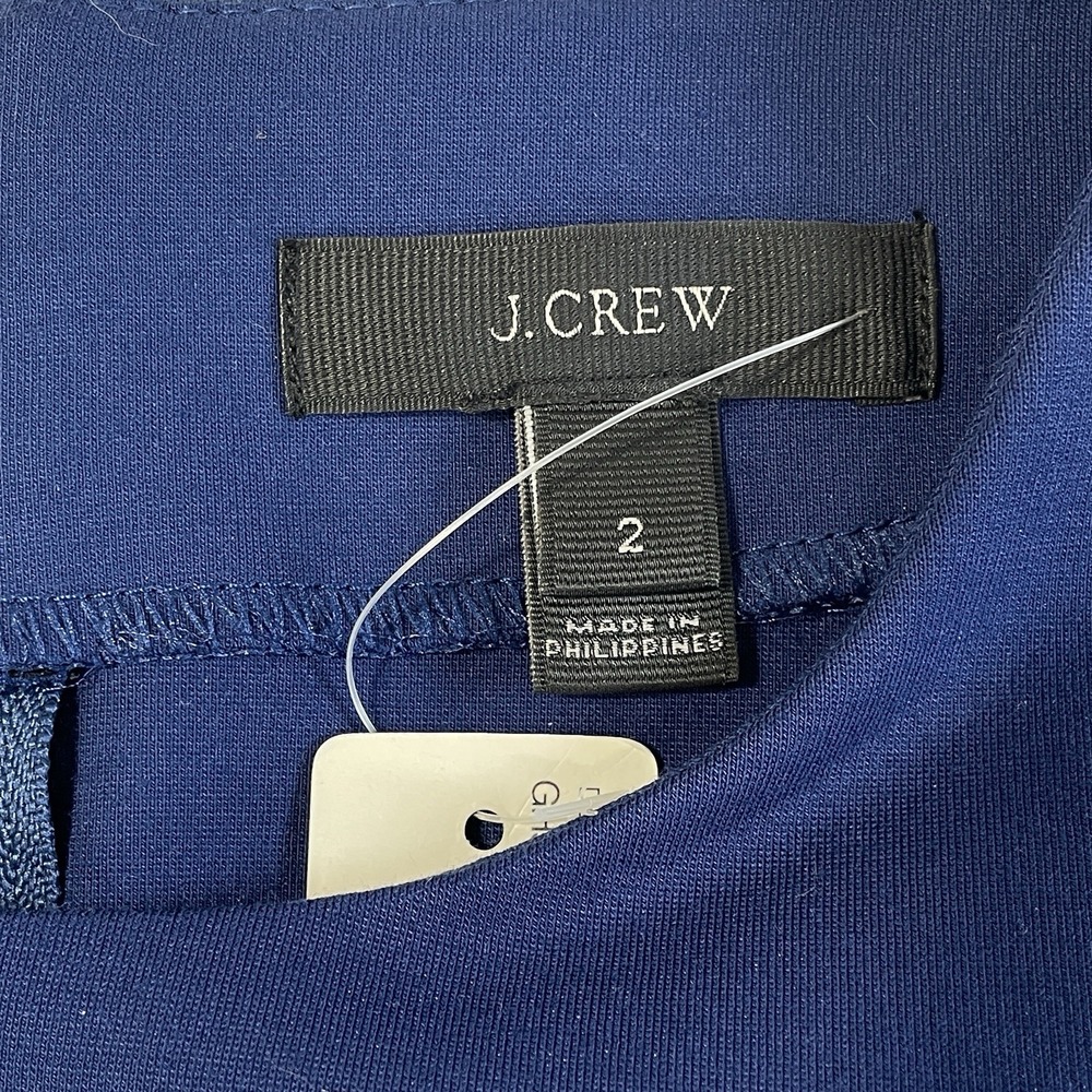 J.Crew Midnight Blue Structured Sheath Dress Size 2 Zip Back Work Chic NWT - Picture 4 of 11
